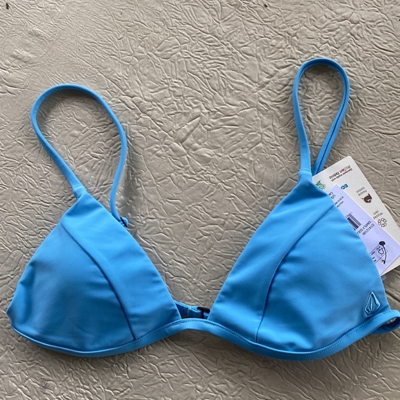 NWT VOLCOM SIMPLY SOLID SKIMPY BIKINI TOP WOMEN'S COASTAL BLUE Size S - Picture 5 of 8